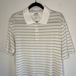 Adidas ClimaCool White Golf Polo with Stripes - Size Large